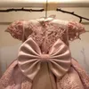 Blomma tjej klänningar vintage satin golv längd formella bröllopsfestklänningar för barn toddler pageeant bär