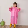 Imperméable à capuche pour enfants Enfant EVA Vêtements de pluie transparents non jetables Bouton environnemental Cape de pluie Voyage en plein air Vêtements de pluie d'urgence ZYQ422