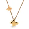 Rostfritt stålfjärilhalsband Rose Gold Butterfly Pendant Nya kvinnor Halsband Guldkedjor Fashion Jewelry Gift