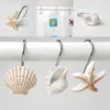 White Brown Hanging Hooks Resin Bath Curtain Hook Starfish Conch Shell Modeling Bathing Room Articles EEA434