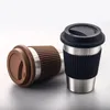 Stainless Steel Coffee Mugs Portable Drinking Cups With Silicone Lids Travel Water Coke Cup Wine Tumbler Straight Cup Water Bottle GGA2691