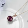 Brand New 12Pcs/Lot Luckyshine Rose Gold Red Gems Clusters Crystal Gems Pendant Bride Wedding Jewelry CZ Pendant Necklaces Gift