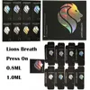Newest 1ml 0.8ml Lions Breath Carts Vape Cartridges Empty Ceramic Coil 510 Atomizers with Round Press In Cartridge Ecig Vaporizers Packaging