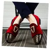 Style Rivet Veet Loafers Ny Autumn High Fashion Quality äkta läder Män lägenheter Metal Buckle Red Dress Shoes 38-46 BM787 420