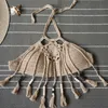 Nowy Lato Europa Moda Damskie dzianiny Tassel Bikini Topy Haczyk Haczyk Tkactwo Kroplowe Stroje kąpielowe Crochet Swimwears C2152