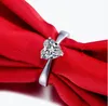 Joyas de plata 1Carat Anillo de compromiso Solitaire Prongs NSCD corazón del diamante para las mujeres de 18 quilates de oro blanco plateó el corazón S925