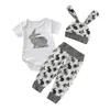 Cute Baby Neonato Ragazza Ragazzo Cartoon Prima Pasqua 3D Bunny Abiti Pagliaccetto Orecchie di coniglio Top + Cappello + Pantaloni 3 pezzi Set vetement