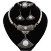 Elegant Fan-shaped Pendant Necklace Earrings Bracelet Retro Jewelry Set Women's Wedding Accessories