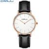 Crrju Women Luxury Rhinestone Quartz Watches Lady Ultra-Thin Fashion Classical Dress Leath Strap Wristwatch Relogio Feminino200s