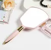 Leuke handvat make-up spiegel handheld schoonheid hand draagbare high-end compact spiegels 3 kleuren gratis schip 12pcs