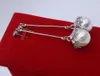 Orecchini pendenti con perle Orecchini piercing riempiti in oro bianco 18k Regalo elegante per donne ragazze