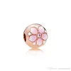 Autêntico 925 prata esterlina se encaixa pandora pulseira rosa grânulos de ouro encantos de flor para a cadeia de cobra europeia colar de moda diy jóias