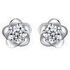 Elegante Rose Blume Shine Kubikzirkonia 925 Sterling Silber Lady Stud Ohrringe Schmuck für Frauen fallen lassen