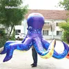 Walking Simulated Inflatable Octopus Costume 2m Blow Up Deep Sea Animal Mascot Blue Octopus Suits With Tentacles For Parade Show