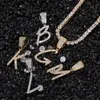 A-Z Letters Grass Letter Hangdoek Kettingen Charm Men 'Vrouwen Zirkon Hip Hop Jewelry 24inch 3 mm gouden zilveren touwketen