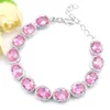 LuckyShine 3 Pcs Lot Jewelry Sets Vintage 925 Silver Necklace ellipse Pink Kunzite Zircon For Women Pendantds Bracelet Stud Wedding Jewelry