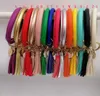 Freeshipping Personlig Emalj Disc Big O Wristlet Keyring Hot Sale Monogram PU Läder Tassel Armband Keychain