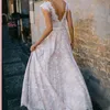 2020 Vintage Champagne Lace Bohemian Wedding Dress A Line Cap Sleeve Sexy Backless Bridal Gown Sweep Train Vestidos de Novia 4507