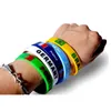 100PCs Ungern sjunker Silikon Engrave Armband Armband Cuff Country Gummi Män Kvinnor Sport Wrist Rem Bangle Tillbehör