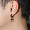 Punk Men Ear Stud Circle Round Cross Huggie Earrings for Men Small Crucifix Cuff Earings Stainless Steel Hip Hop Male Jewelry RRA2094