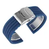 Pulseira de relógio de borracha de 20/22/24 mm azul laranja à prova d'água silicone pulseiras de relógio com fecho dobrável com extremidades retas pulseira de substituição para mergulhador