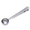 Universal Healthful Cooking 1 Cup Tool Stainless Ground Coffee Measuring Scoop Spoon with Bag Sealing Clip Kitchen Good Helper EEA1256-1