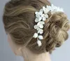 Casamento nupcial branco cerâmico flor headband com pente cristal strass coroas florais tiaras acessórios de cabelo jóias headpiece calean hairbands charme