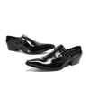 Hommes pointus High Designer Talon Toe en cuir mâle Mules Night Club Party Buckle Homme Formeau augmente Hauteur Chaussures habitantes 716