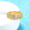 Wholenew Gold Pletel Pierścień Cyrkon Luksusowy wysokiej jakości Women039s Złote Mosiądz Pierścień Ice Out Jewelry4574242