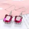 10 paia Luckyshine nuovo arrivo vintage rosso granato Earr argento 925 a forma quadrata per donna orecchino delicato regalo di compleanno di Capodanno