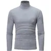 Man High Lead Design Long Sleeve Sweater Jacket Solid Knitted Mens Warm Turtleneck Collar Slim Pullover Sweaters