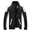 メンズジャケット冬の秋の革のコートオスの黒と白のファッションスリムな格子縞のジャケット
