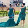 Two Styles Mermaid Bridesmaid Dresses African Lace Appliques Plus Size Maid Of Honor Dress One Shoulder See Through Wedding Guest 2195909