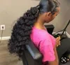 Clip 100% brasileño en extensiones de cabello de cola de caballo humana Onda profunda Cordón cola de caballo Postizos Cutícula Cabello alineado Coletas onduladas 120g