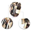 Couro Moda Leopard pulseira para mulheres Magnetic Clasp Braceletes Bangles elegante Multilayer wrap jóias pulseira presente