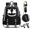 Marshmello Luminous USB -ноутбук рюкзаки Американская загадка DJ School School Sack для подростков мужчина женские девочки для мальчиков Сумки Book Book New5539384