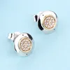 Classic design 925 Silver disc Stud Earrings Original box for Pandora Yellow gold plated Earring for Women Men Gift Jewelry sets
