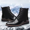 Winterschoenen Mannen Enkellaarzen Mannen Schoenen + Mannelijke Lederen Schoenen Mannen Snowboots Motorcycle Boots Botas Invierno Hombre Sepatu PRIA BUTY MESKIE 2019