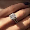 Vecalon Sparkling Promise Ring 925 Sterling Silver Cushion cut 3ct Diamond Wedding Band Anneaux Pour Femmes Bijoux Cadeau