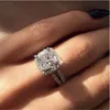 ring vecalon Sparkling Promise Ring 925 sterling Silver Cushion cut 3ct Diamond Wedding Band Rings For Women Jewelry