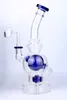 青いガラス骨のスイスのPercのリサイクルターの水道管14.5mm関節Fab卵の油のDABの掘削シャワーヘッドPerc Hookahs Pipes