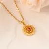 Mode smycken 14 k fin solid guld fylld cz kärna röd kristall örhängen kropp blomma hänge frankrike kedja som kvinnor charmiga