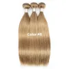 Couleur # 8 # 27 # 30 Honey Blonde Medium Brown Extension de cheveux humains brésiliens 4pcs / lot pré-coloré weave228C