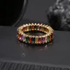 Love Ring Women Men 6-9 Gold Plated Rainbow Rings Micro Paved 7 Colors Flower Wedding Jewelry Couple Gift295R