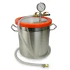 110V RS-2 الروتاري دوارة الريح مضخة فراغ 2 جالون / 3GallonStainless صدأ فراغ الغرفة إفراغ الغاز على defoaming برميل للراتنجات الايبوكسي AB الغراء