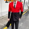 Abito da uomo doppiopetto con cuciture, colore di successo, banchetto in stile britannico, tendenza urbana, giacca da sposa con risvolto alla moda