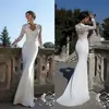 Berta Nowy Skromne Długie Rękawy Płaszcze Suknie Ślubne V Neck Lace Aplikacje Slim Illusion Spring Summer Suknie ślubne Vestidos de Noiva HS3