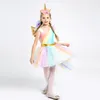 Atacado-crianças meninas Rainbow Unicorn traje para meninas princesa halloween carnaval carnaval festa de aniversário vestido cosplay trajes