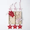 Witte Rode Kerstboom Ornament Houten Opknoping Hangers Angel Snow Bell Eland Star Christmas Decorations voor Home 12pcs / Set