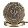 Vintage Bronze Retro United States Badge Military Pocket Watch Quartz Analog Movement Watches for Men Women Necklace Chain297O